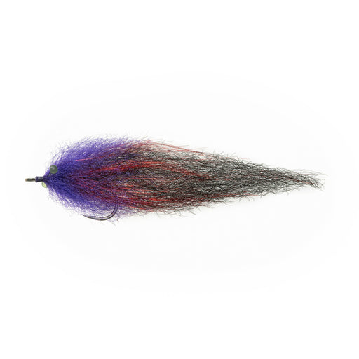 EP Boca Grande fly in Black Purple colorway with XL black mono eyes and a 4.5 inch baitfish profile