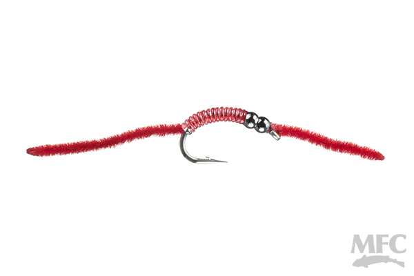 Jake's Double Bead Rib Worm - Red - 3 Pack