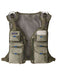 Front view of the River Rock Green Patagonia Stealth Convertible Vest showcasing the modular detachable pocket panels and fleece fly patch