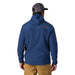 Back profile view of the Grundens Bering Fleece Pro Full Zip Hoodie in Blue highlighting the tailored Lycra bound hood and technical fleece backing layout