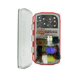 Open Umpqua UPG Foam Daytripper Fly Box filled with various organized trout nymphs, midges, and dry flies.