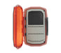 Closed view of the clear, impact-resistant shell of the low-profile Umpqua UPG Foam Daytripper fly storage box.