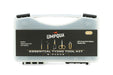 Closed grey travel case containing the Umpqua Dream Stream Plus 5-piece essential fly tying tool kit.