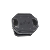 Front view of the black Umpqua Link GearDock Single magnetic fly fishing tool holder showing the debossed brand logo.