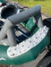 Scientific Anglers Launch Pad fly line casting mat secured neatly on the bow deck of a green drift boat