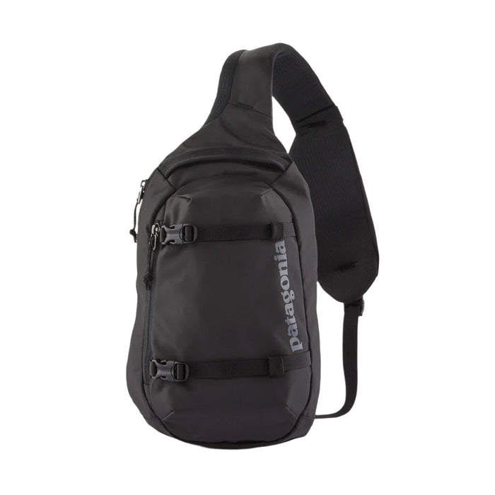 Black sling bag with Patagonia logo on a white background