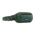 A dark green Patagonia fanny pack with an adjustable webbing strap, a front zippered pocket, and the signature Patagonia logo patch on the front, shown against a plain white background.