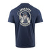 Back view of navy blue t-shirt with Grundens support your local fishing guide logo.