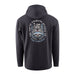Back view of Grundens Bear Essentials Hoodie featuring bear angler graphic design