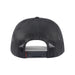 Back profile of the black Grundens Sentinel of the Seas Trucker Hat showing the classic mesh backing and adjustable snapback closure