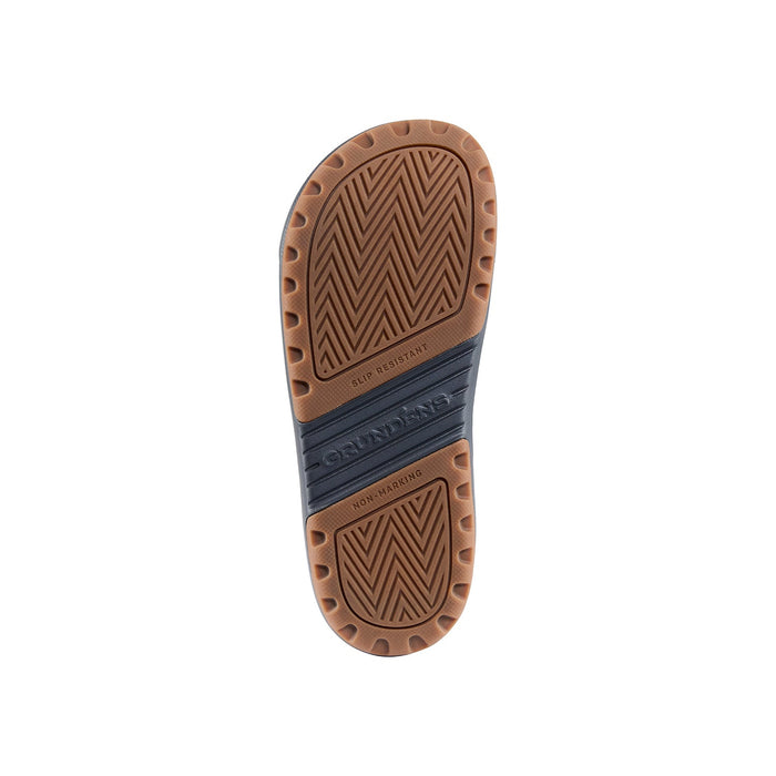 Non-marking slip-resistant gum rubber outsole traction pods on Grundens Fish-On Slip-On