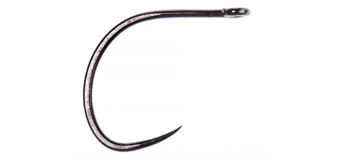 Side view of Ahrex FW527 hook showcasing straight eye and wide hook gap.