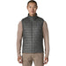 Front view of a man wearing the Forge Grey Patagonia Nano Puff Vest showcasing its low-profile lightweight fit