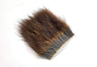 A rectangular piece of natural Hareline American Muskrat Fur showing the dense, soft grey underfur mixed with dark brown guard hairs attached to a clean tan hide back.