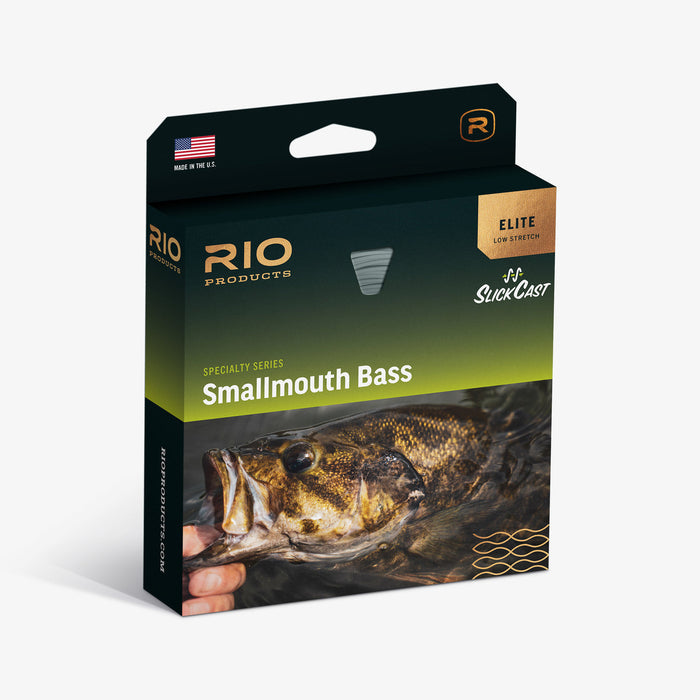 RIO Elite Smallmouth Bass Fly Line box and spool in Moss Chartreuse Beige