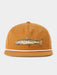 Brown Duck Camp Grandpa Hat featuring a structured 5-panel rope design and a custom embroidered brown trout patch.