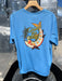 Back view of the Shore Blue Patagonia Cap Cool Daily Shirt highlighting the full color Cutty Shark streamer graphic.