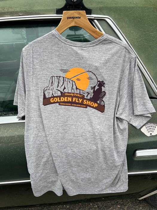 Back view of the Patagonia technical sun tee showcasing the historic Washington Avenue Welcome Archway graphic print.