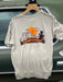 Back view of the Weathered Stone Patagonia Cap Cool Shirt highlighting the custom Golden Colorado Howdy Folks welcome arch graphic.