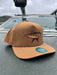 Golden Fly Shop Cutty Shark Hat Camelback Coffee Camo Rope 2026 edition Legacy Caddy performance hat featuring a custom embroidered cutthroat trout patch
