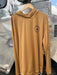 Whiskey tan brown Grundens Tough Sun Hoodie showing the interlocking knit fabric and cross-over hood profile.