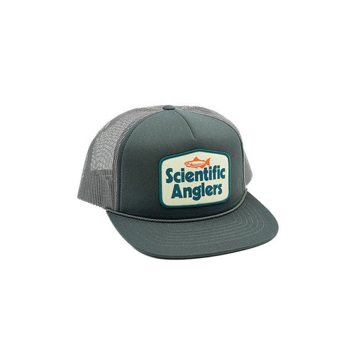 Scientific Anglers Foamie Trucker Hat in SA Logo Grey and charcoal mesh back featuring a retro logo patch.
