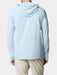 Back view of the Duck Camp Hybrid Guide Hoodie in Ice Water blue highlighting the low-profile ventilated upper back.