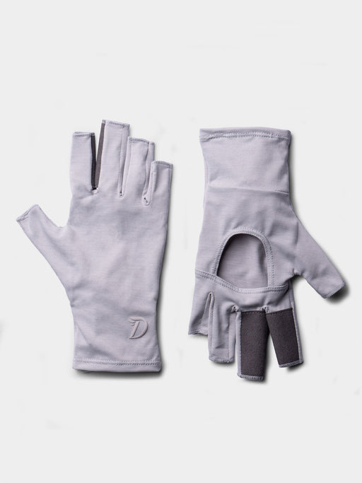Highrise grey Duck Camp Brrr Rockport Sun Glove pair showing the open palm design and suede stripping overlays.