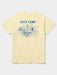 Back graphic detail of the Duck Camp Bucket List Tee showing a retro flats boat and game fish design.