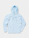 Light blue Duck Camp Hybrid Guide Hoodie with the high-coverage sun hood and ventilation panels visible.