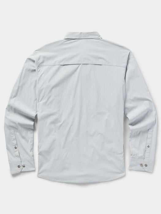 Highrise grey Duck Camp Lightweight Fishing Shirt back profile showcasing the streamlined ventilation layout.