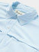 Close-up of the light blue Duck Camp short sleeve fishing shirt showing the collar buttons and premium nylon texture.