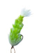 Chocklett's Feather Changer 4 inch articulated streamer in Chartreuse and White, displaying high-contrast neon chartreuse green back shading down to a clean white belly profile.