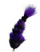 Chocklett's Feather Changer 4 inch fly in Black and Purple, showing the multi-segmented articulated body wrapped in deep purple and black feathers with a gold tying loop at the nose.