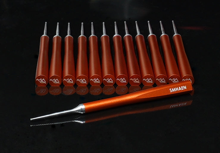 SMHAEN Thread Splitter fly tying tool with hot orange ergonomic handle