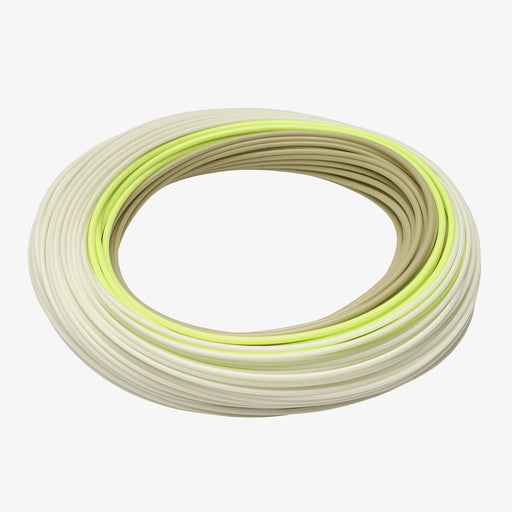 Coiled RIO Elite Smallmouth Bass floating fly line showing tricolor SureFire scheme