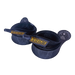 A pair of navy blue Riversmith Rig Wraps Fly Rod Sleeves coiled together showcasing the gold embroidered Riversmith logo and woven braid pattern