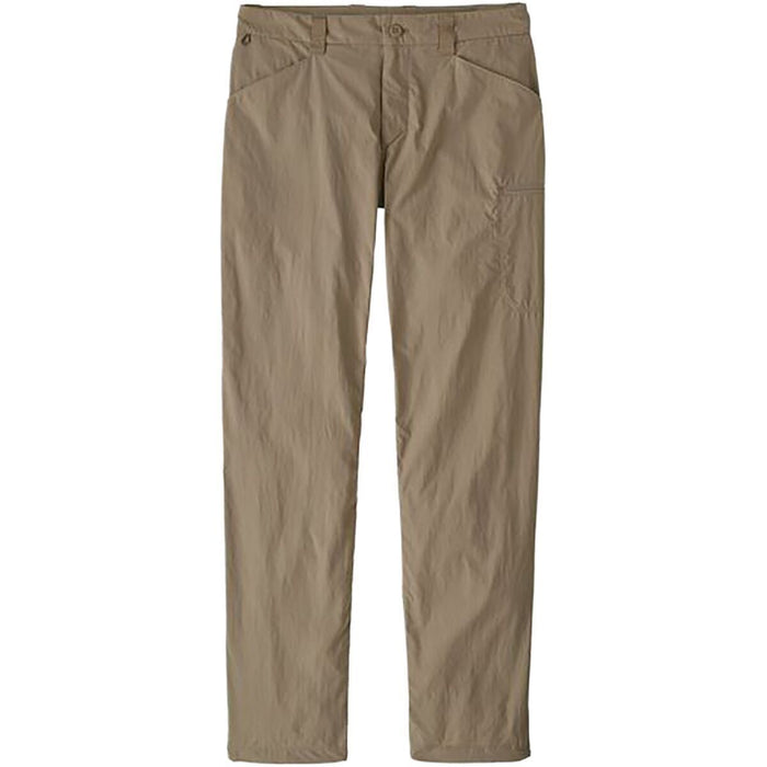 Front view of the Sage Khaki Patagonia Sandy Cay Pants highlighting the secure zippered storage pocket