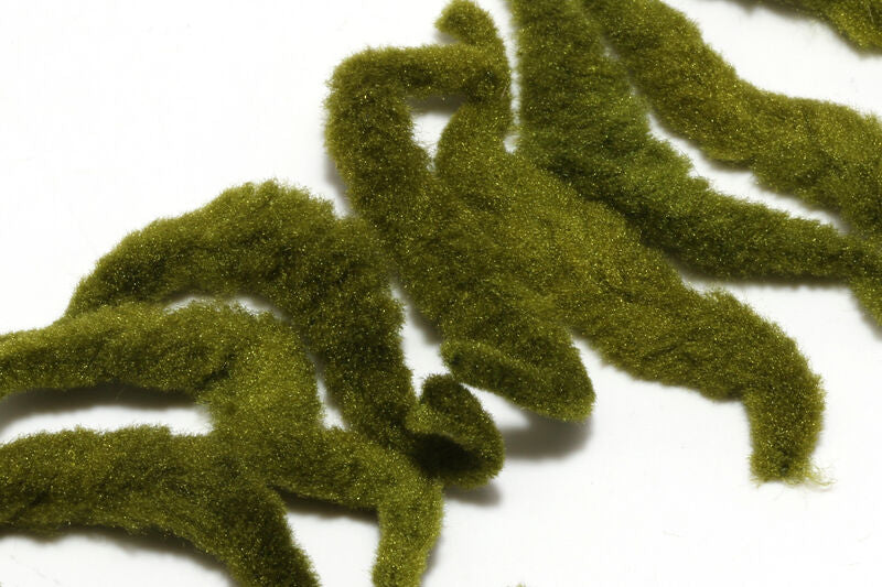 A package of Spawn Polliwog Tails in Olive #263, highlighting a bundle of tapered, rich olive-green synthetic tails tailored for natural baitfish and damselfly patterns.
