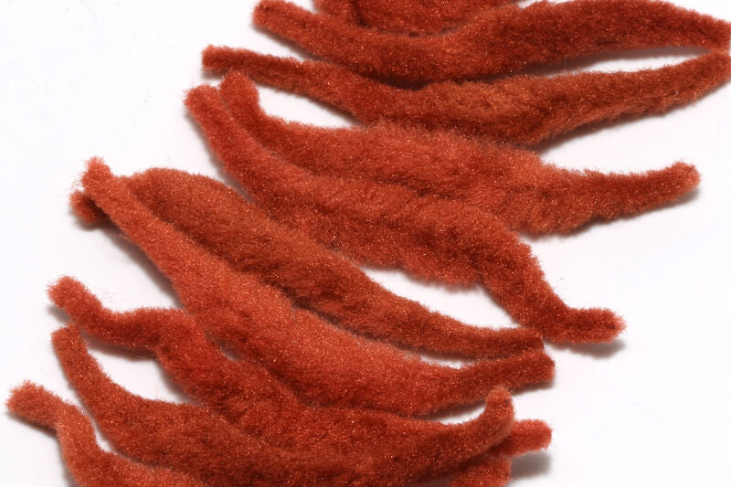 A package of Spawn Polliwog Tails in Brown #40, showcasing a collection of tapered, earthy brown synthetic tails perfect for sculpin and crayfish imitations.