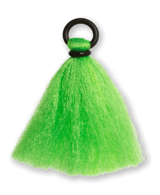 Loon Bulk Assorted Tip Toppers high-visibility chartreuse green yarn strike indicator with a secure black rubber O-ring attachment