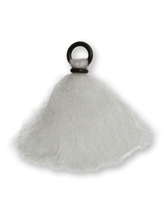 Loon Bulk Assorted Tip Toppers stealth white yarn strike indicator featuring a black rubber O-ring attachment system