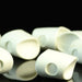 An assortment of Howitzer Baitfish Popper Heads in White #377, showing the clean, pre-shaped white closed-cell foam heads in small and medium sizes designed for custom fly-tying coloring.