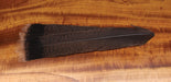Matched pair of Hareline Cinnamon Tip Turkey Tail Feathers on a wood background for fly tying wings.