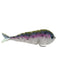 Rainbow Trout Chocklett's Finesse Changer articulated fly showing the multi-toned pink and green speckled baitfish imitation pattern