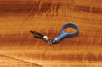 Stonfo short spring hackle plier with blue finger ring handle for fly tying