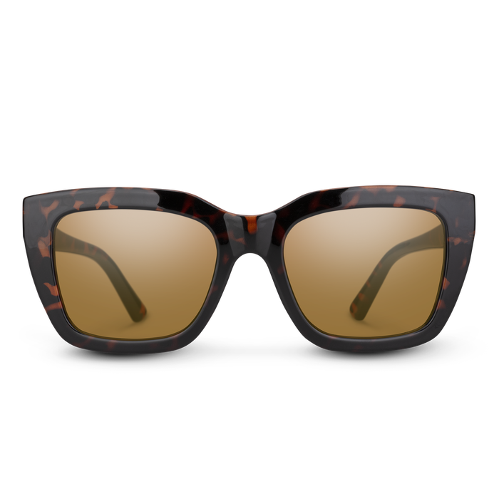 Suncloud Marion polarized sunglasses in tortoise frame with brown lenses.