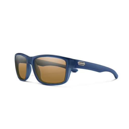 Suncloud Mayor polarized sunglasses in matte crystal denim frame with brown lenses.