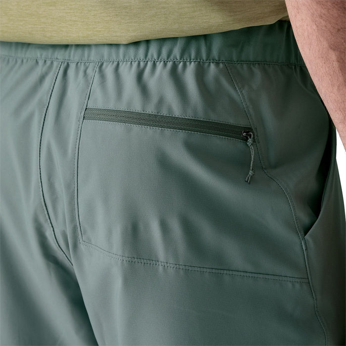Low profile elastic waistband with adjustable drawcord on Patagonia Terrebonne shorts
