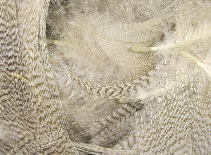Natural barred mallard flank feathers grey and black for fly tying wings